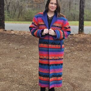 Colorful Patterned Trench Coat